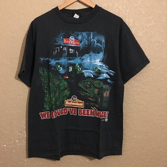Budweiser Iguana Beer We Could've Been Huge T-Shirt Large (XL Tag) Faded Black - Picture 1 of 7